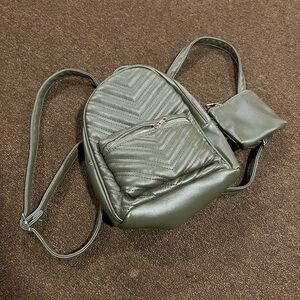 Olive Green Quilted Backpack